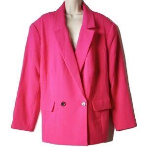 NWT Eloquii Strong Shoulder Double Breasted Stretch Blazer 18 Barbie Pink